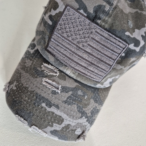 KBETHOS Vintage Distressed American Flag Camo Adjustable Ball Cap - OS/Unisex - Picture 7 of 9